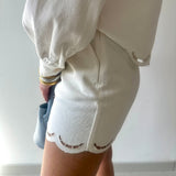 Scallop Hem Denim Short