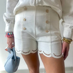 Scallop Hem Denim Short