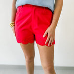 Scallop Hem Red Short
