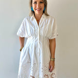 Scallop Pleated Mini Shirt dress