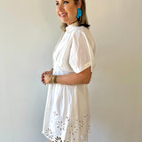 Scallop Pleated Mini Shirt dress