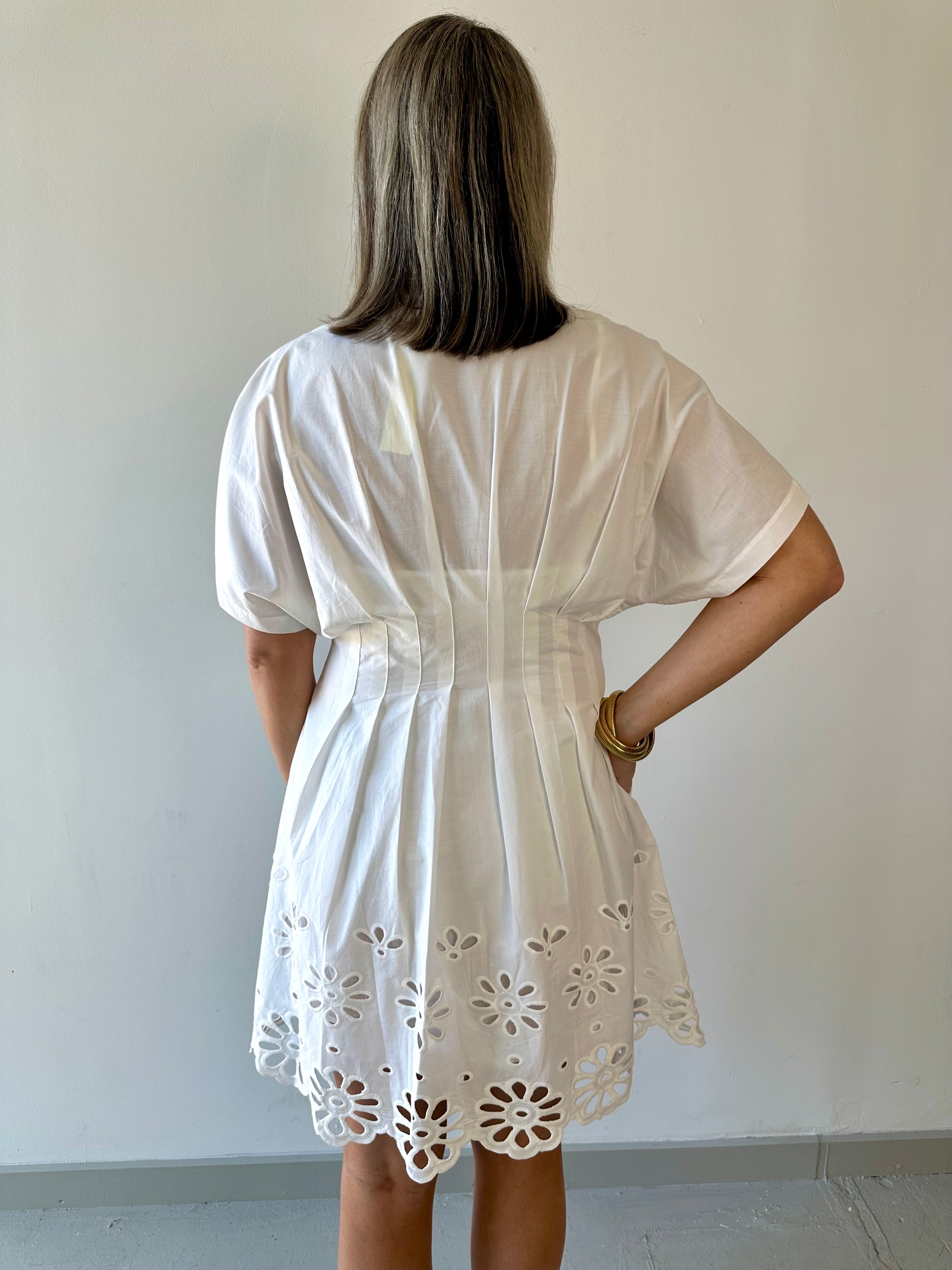 Scallop Pleated Mini Shirt dress