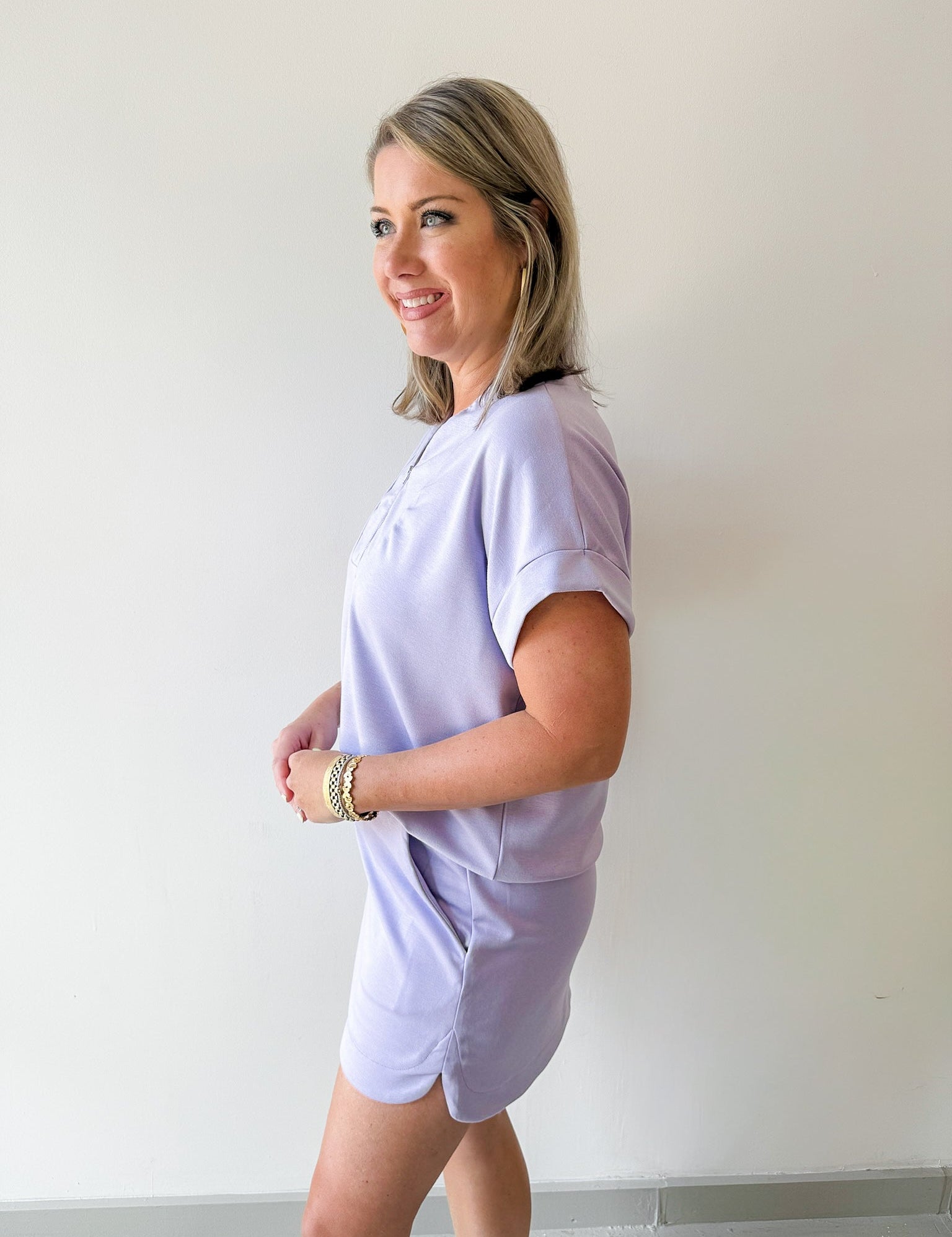 Scuba Top & High Waist Skort Set - Lilac