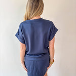 Scuba Top & High Waist Skort Set - Navy