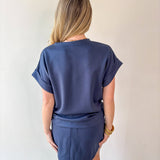Scuba Top & High Waist Skort Set - Navy