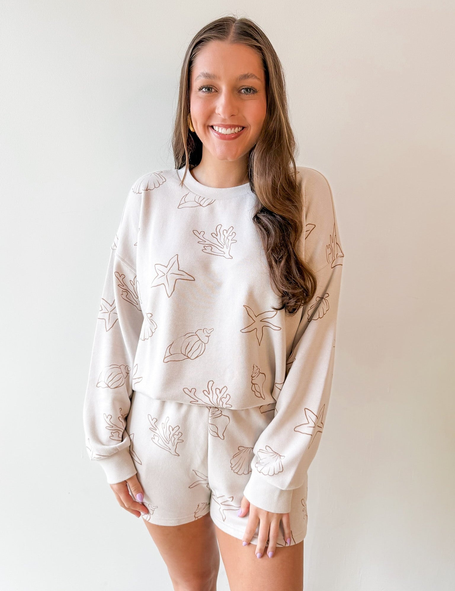 Sea Motif Knit Top & Short Set