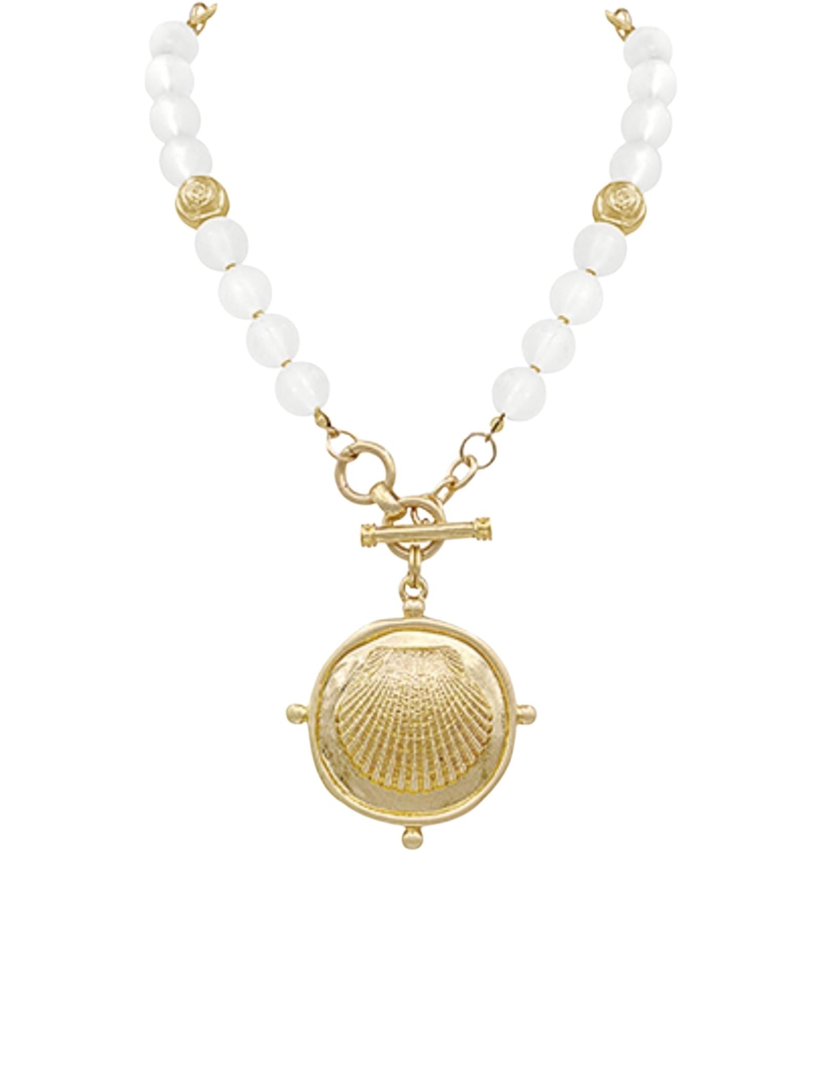 Seaglass Bead Shell Necklace