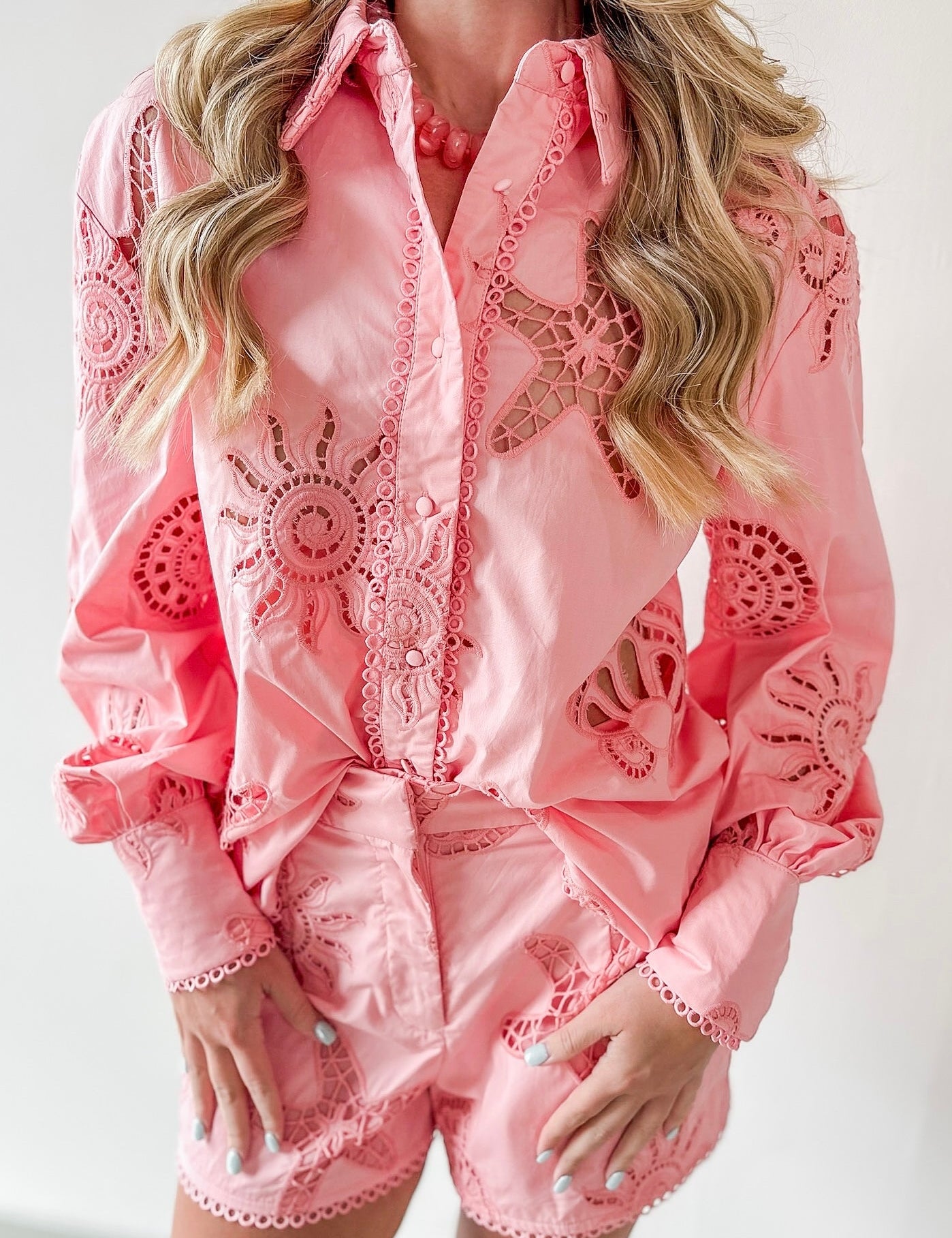 Seashell Embroidered Shirt Set