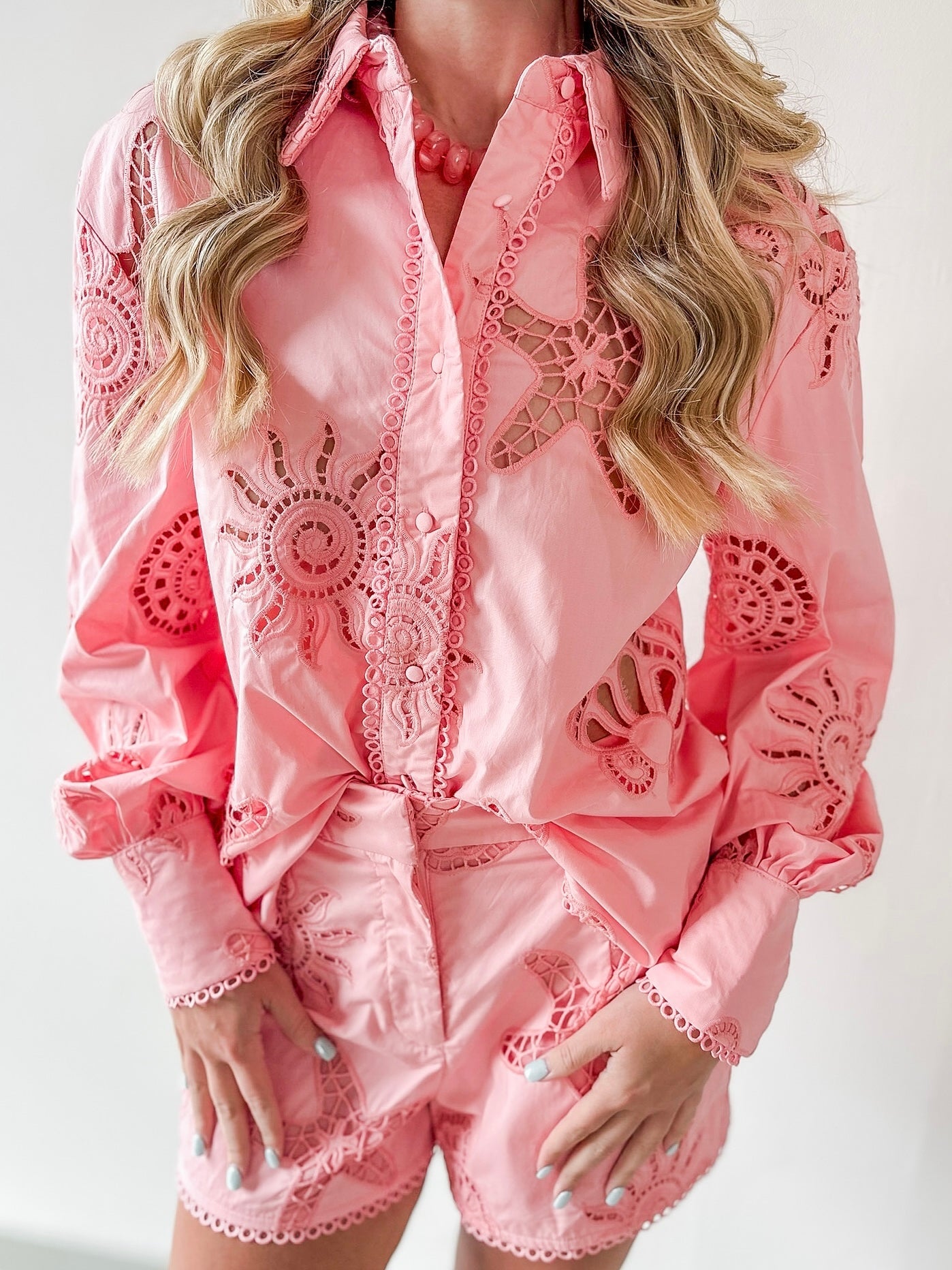 Seashell Embroidered Shirt Set