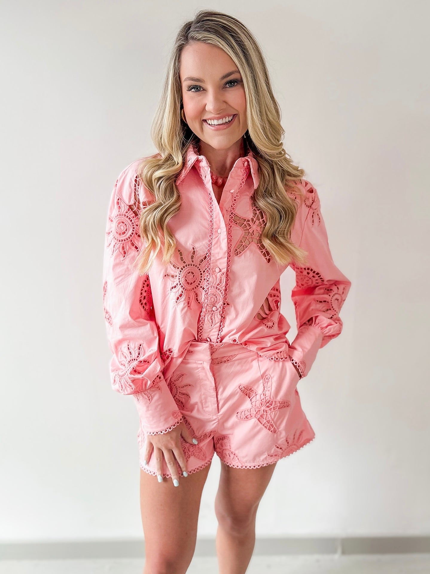 Seashell Embroidered Shirt Set