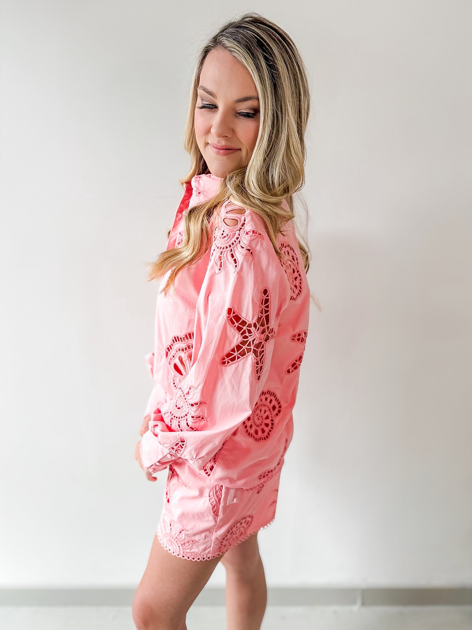 Seashell Embroidered Shirt Set