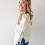 Seashell Motif Crop Sweater