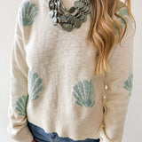 Seashell Motif Crop Sweater