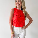 Seaside Embroidered Eyelet Top - Coral