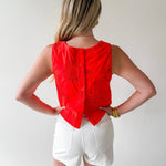 Seaside Embroidered Eyelet Top - Coral