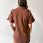 Self Tie Scallop Details Dress - Brown
