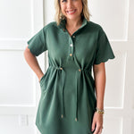 Self Tie Scallop Details Dress - Green