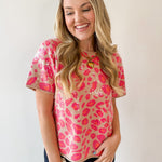 Sequins Covered Leopard Sweater - Pink