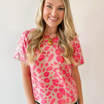 Sequins Covered Leopard Sweater - Pink