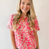 Sequins Covered Leopard Sweater - Pink