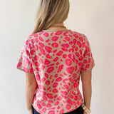 Sequins Covered Leopard Sweater - Pink