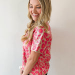 Sequins Covered Leopard Sweater - Pink