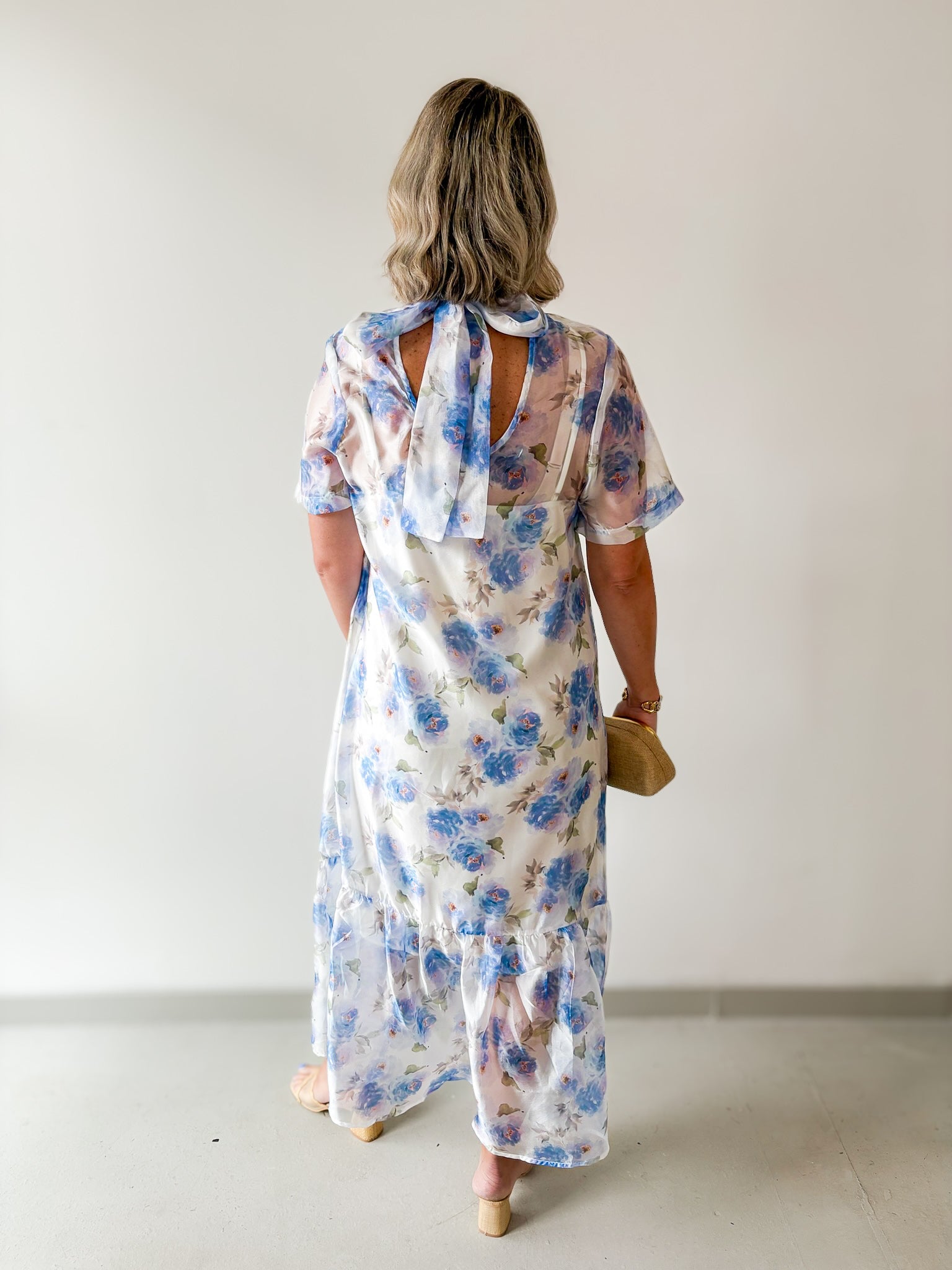 Sheer Floral Print Short Sleeve Midi Dress – Private Gallery Boutique