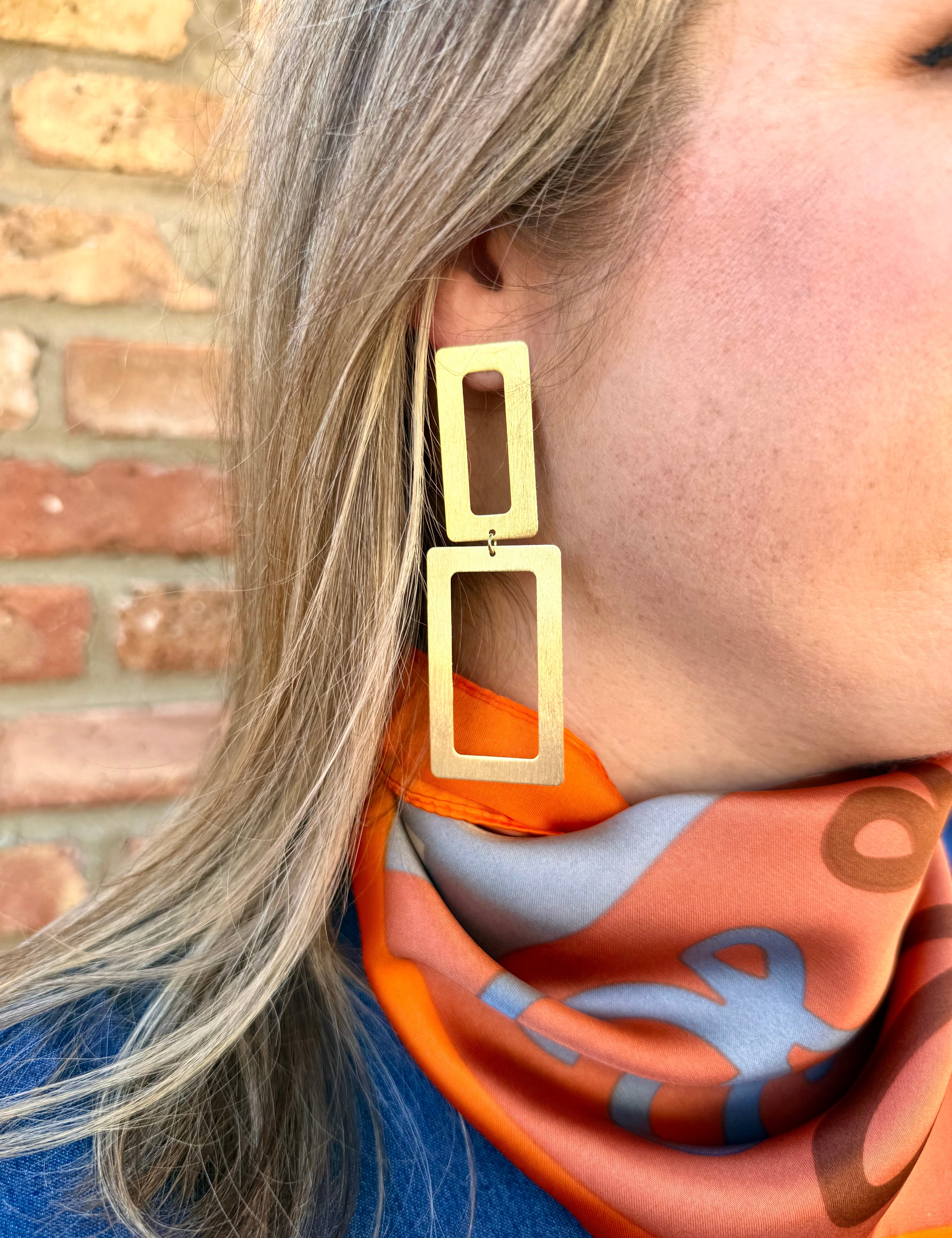 Sheila Fajl Double Rectangle Earrings 3.5