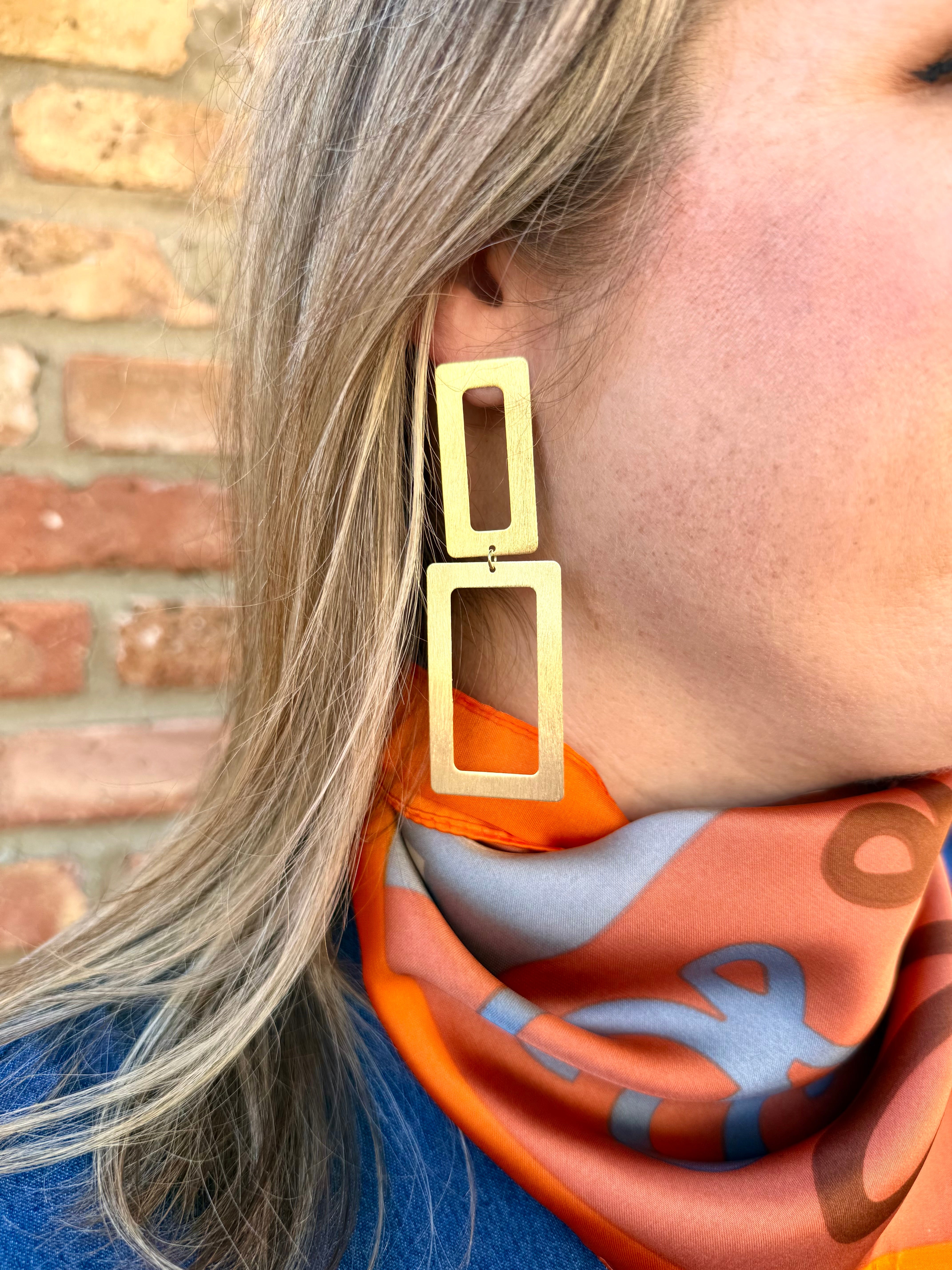 Sheila Fajl Double Rectangle Earrings 3.5