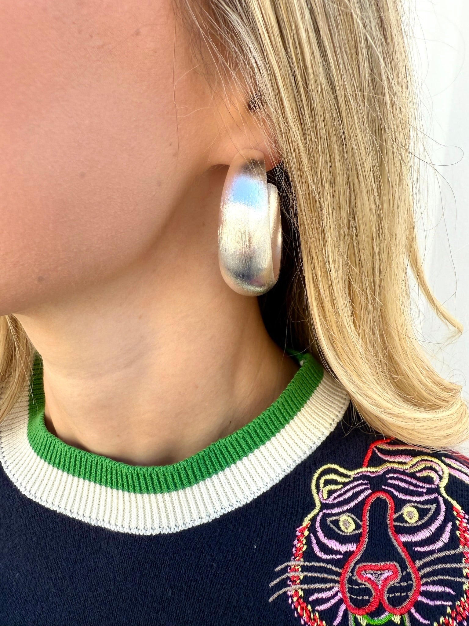 Sheila Fajl Silver Brooke Hoops 1.5