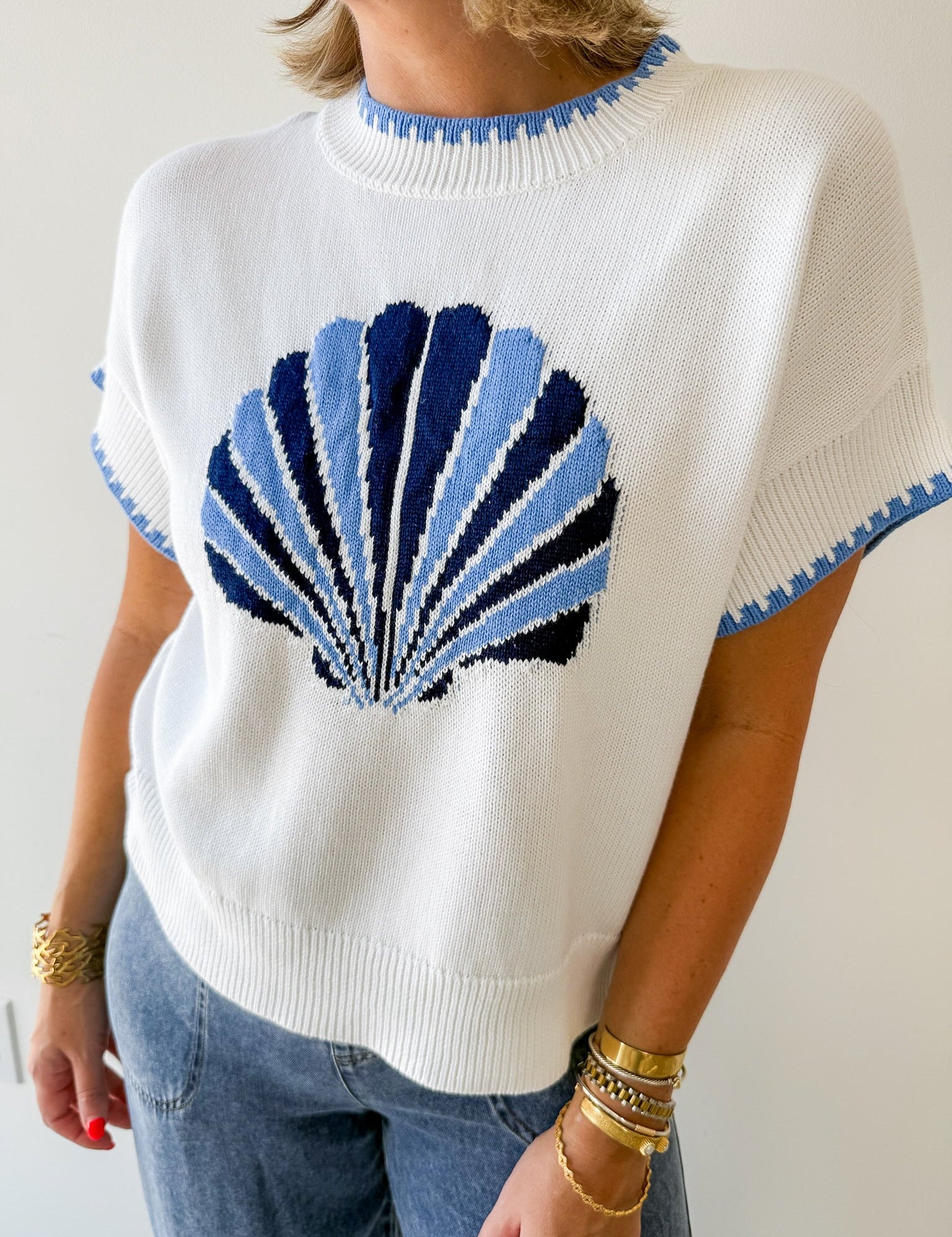 Shell Patterned Knit Top
