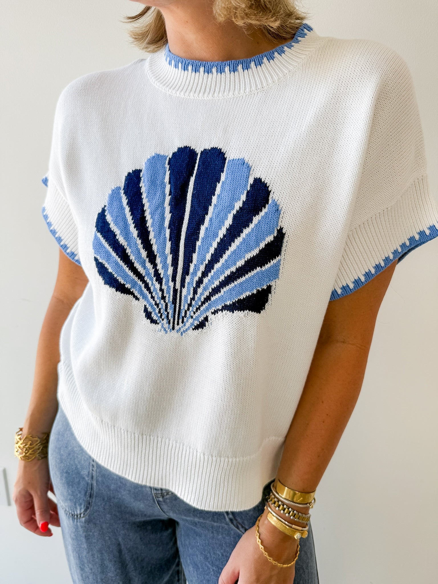 Shell Patterned Knit Top