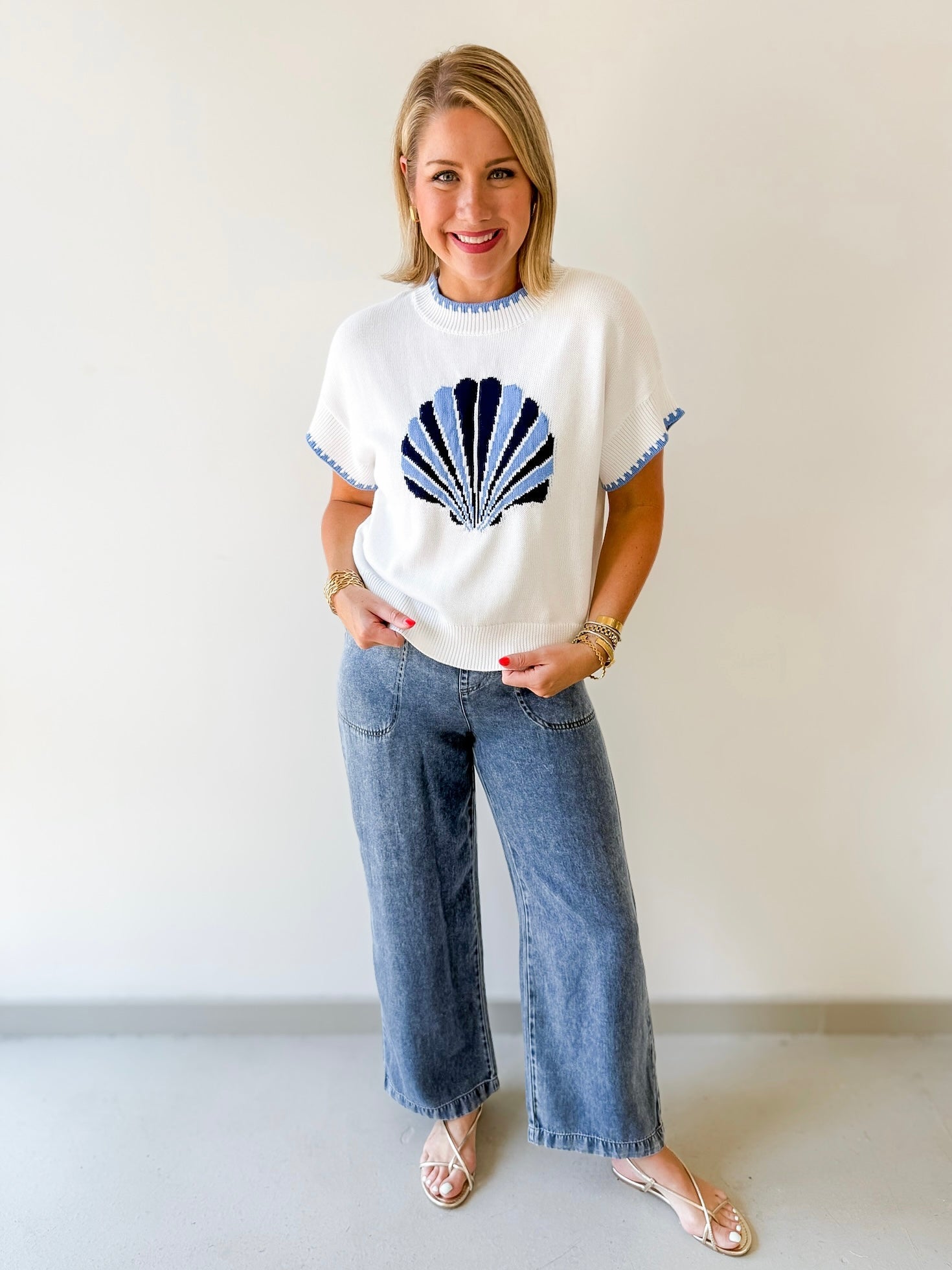 Shell Patterned Knit Top