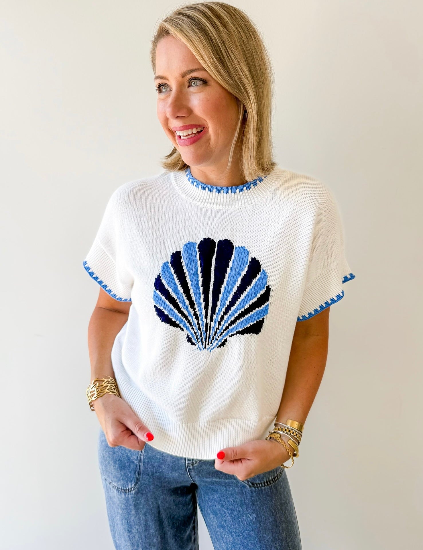 Shell Patterned Knit Top