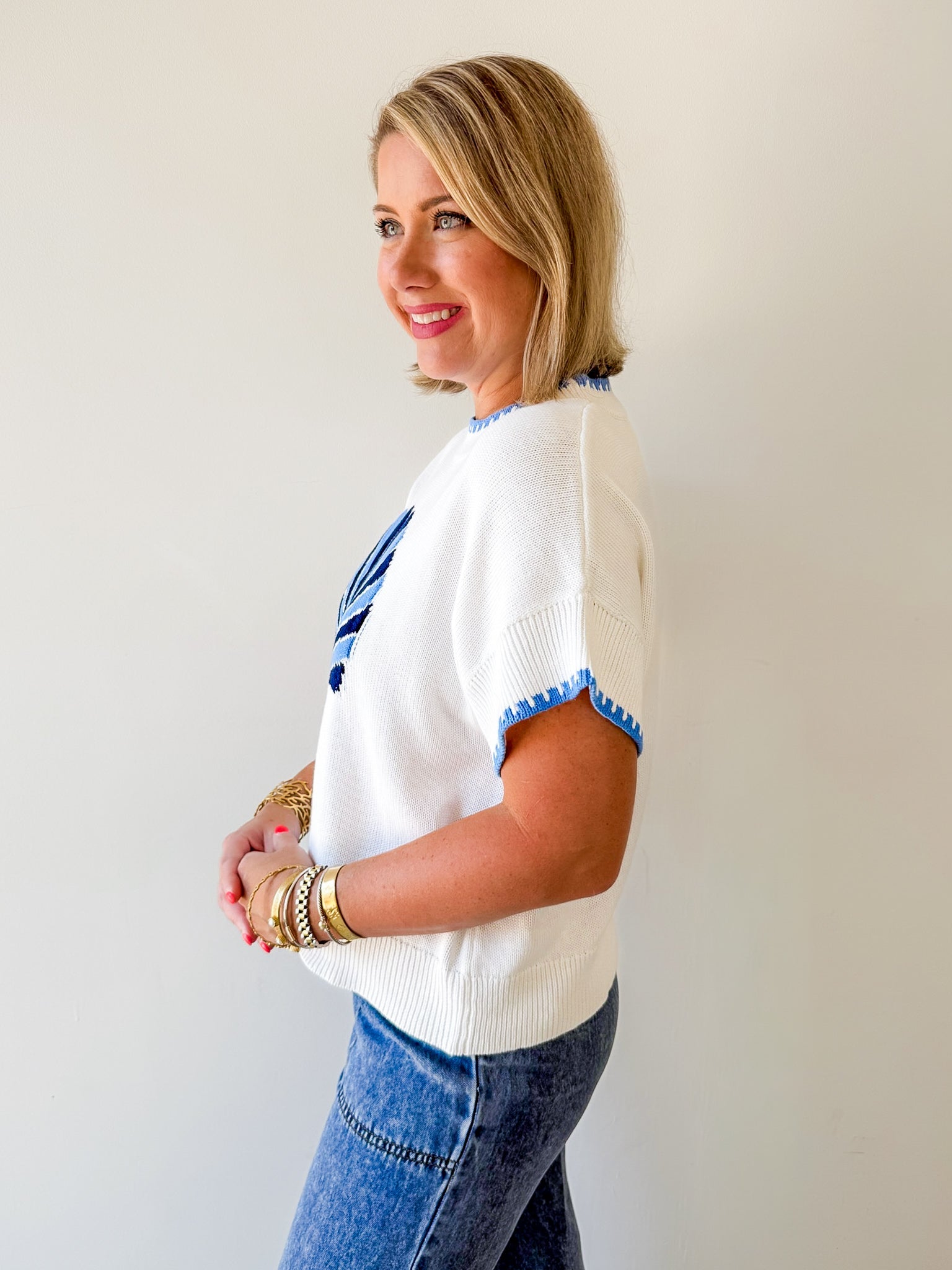 Shell Patterned Knit Top