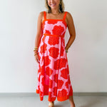 Shell Print with Square Neck Midi Dress