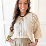 Shimmer Knit Sweater- Cream
