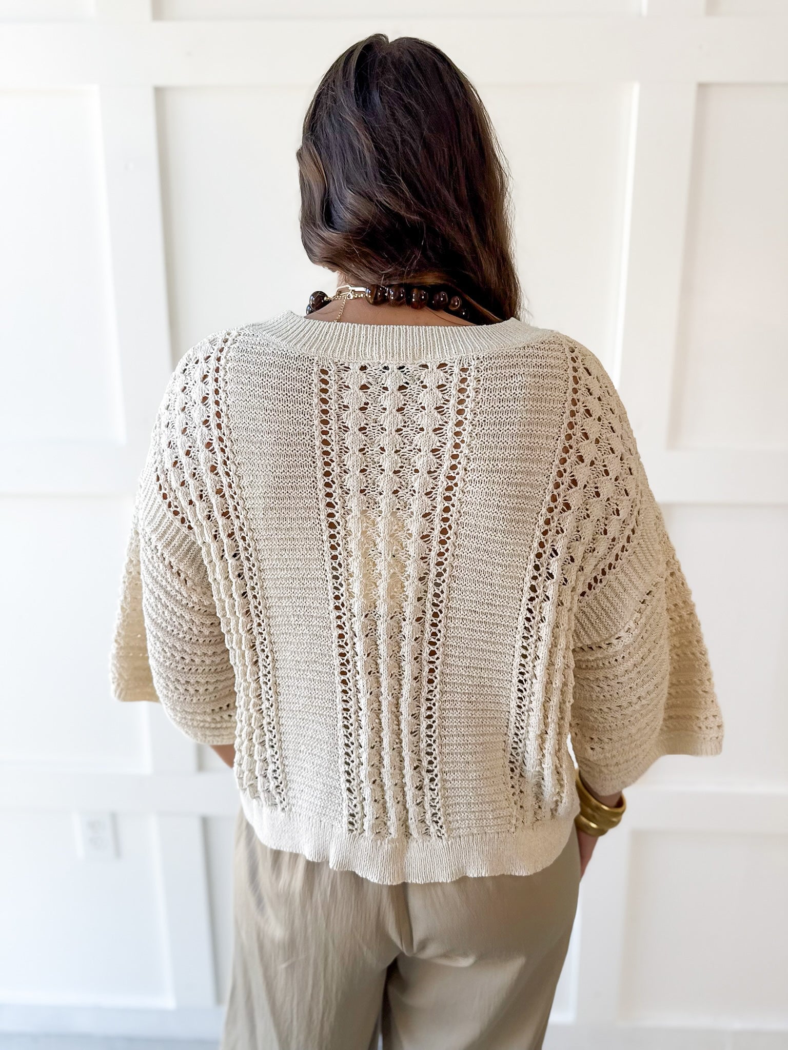 Shimmer Knit Sweater- Cream