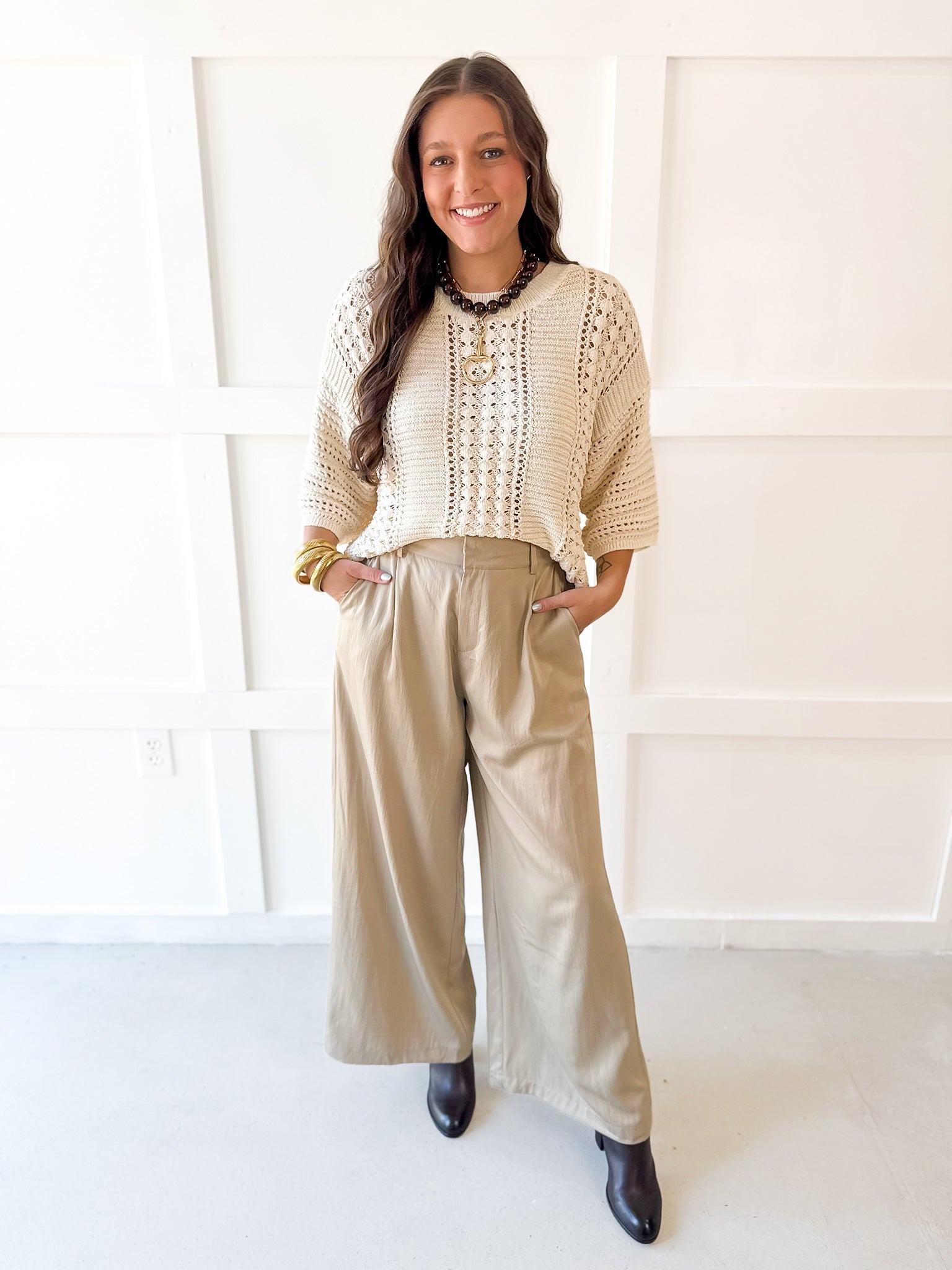 Shimmer Knit Sweater- Cream