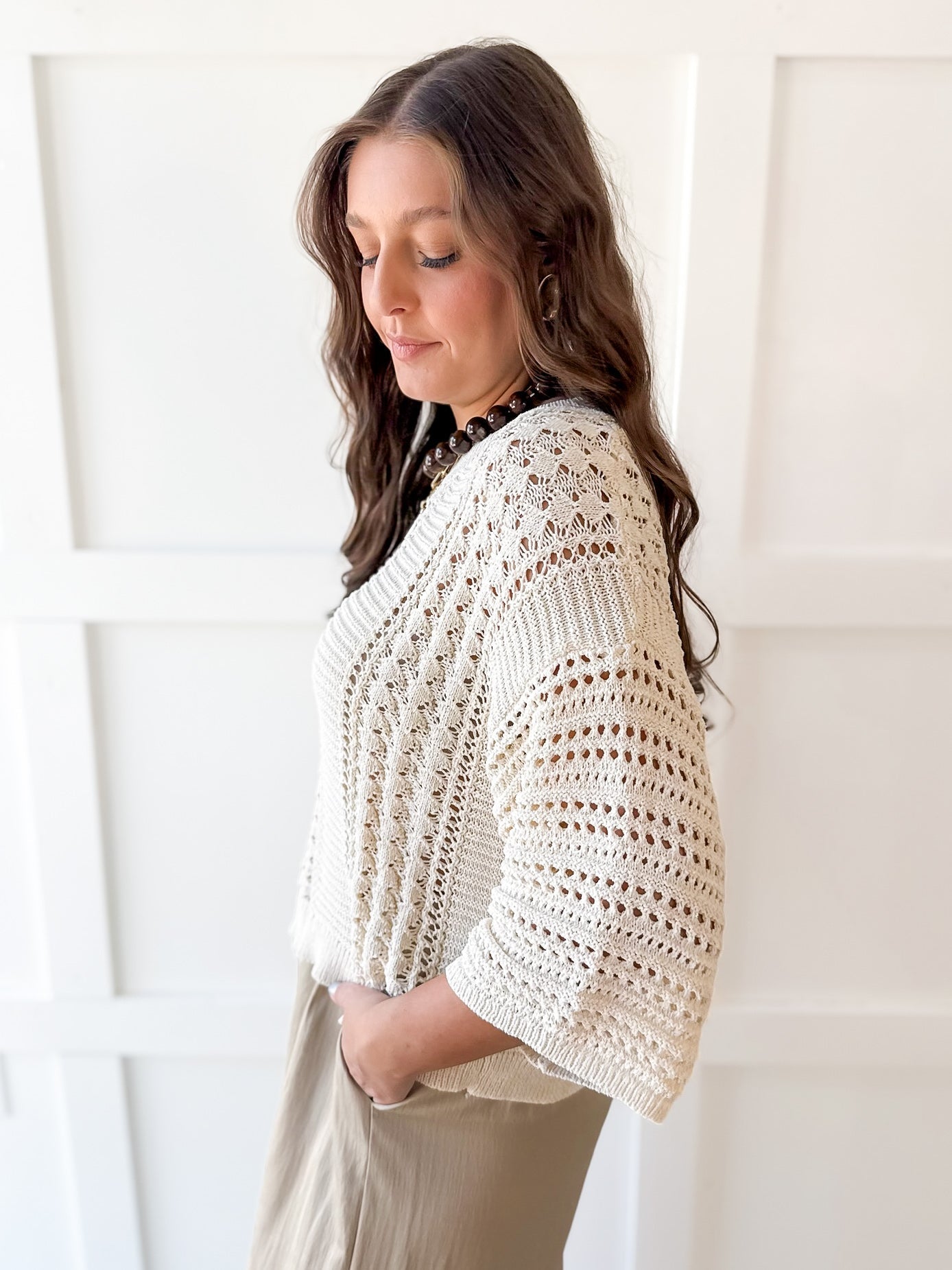 Shimmer Knit Sweater- Cream