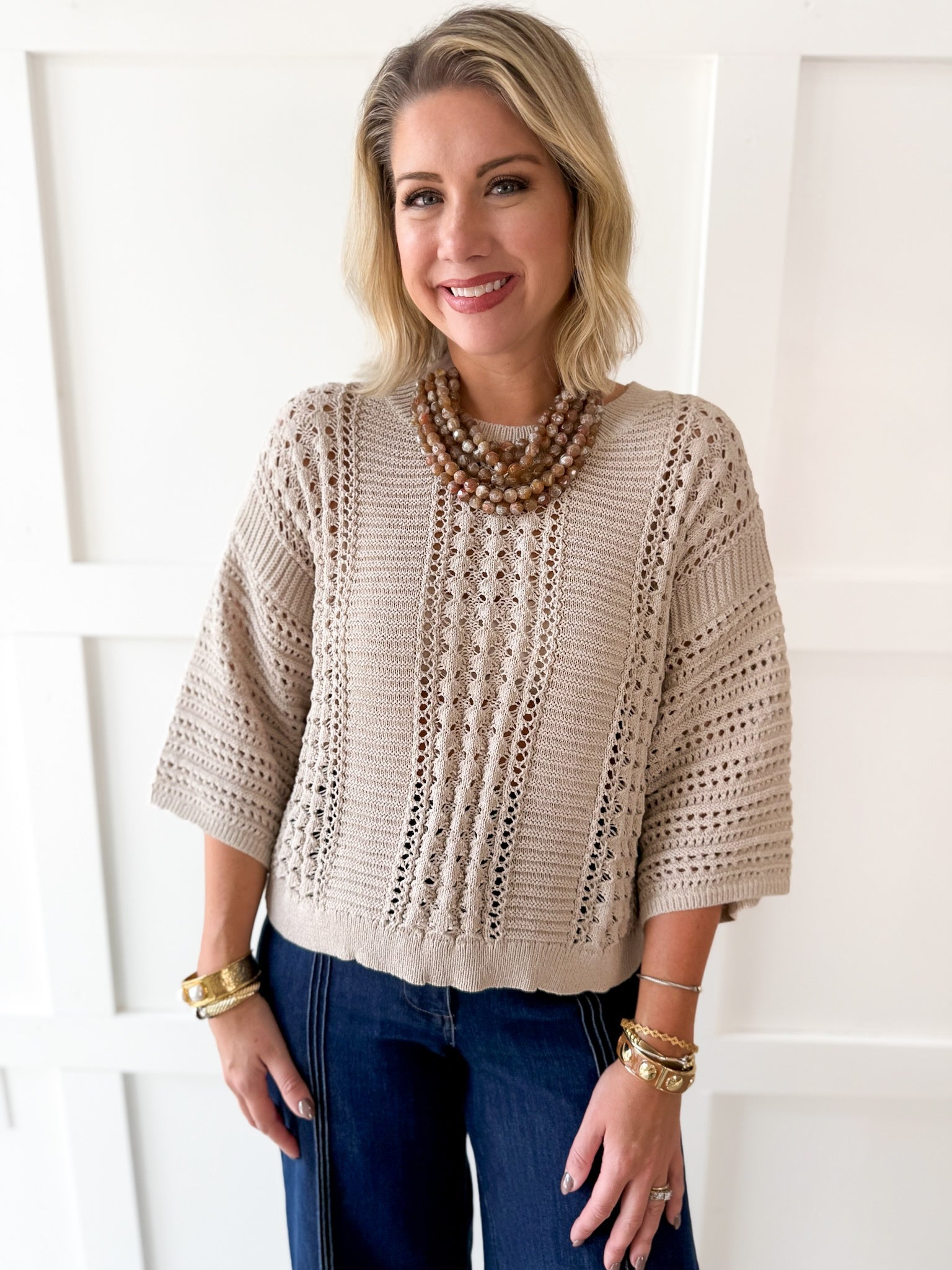 Shimmer Knit Sweater- Rose Silver