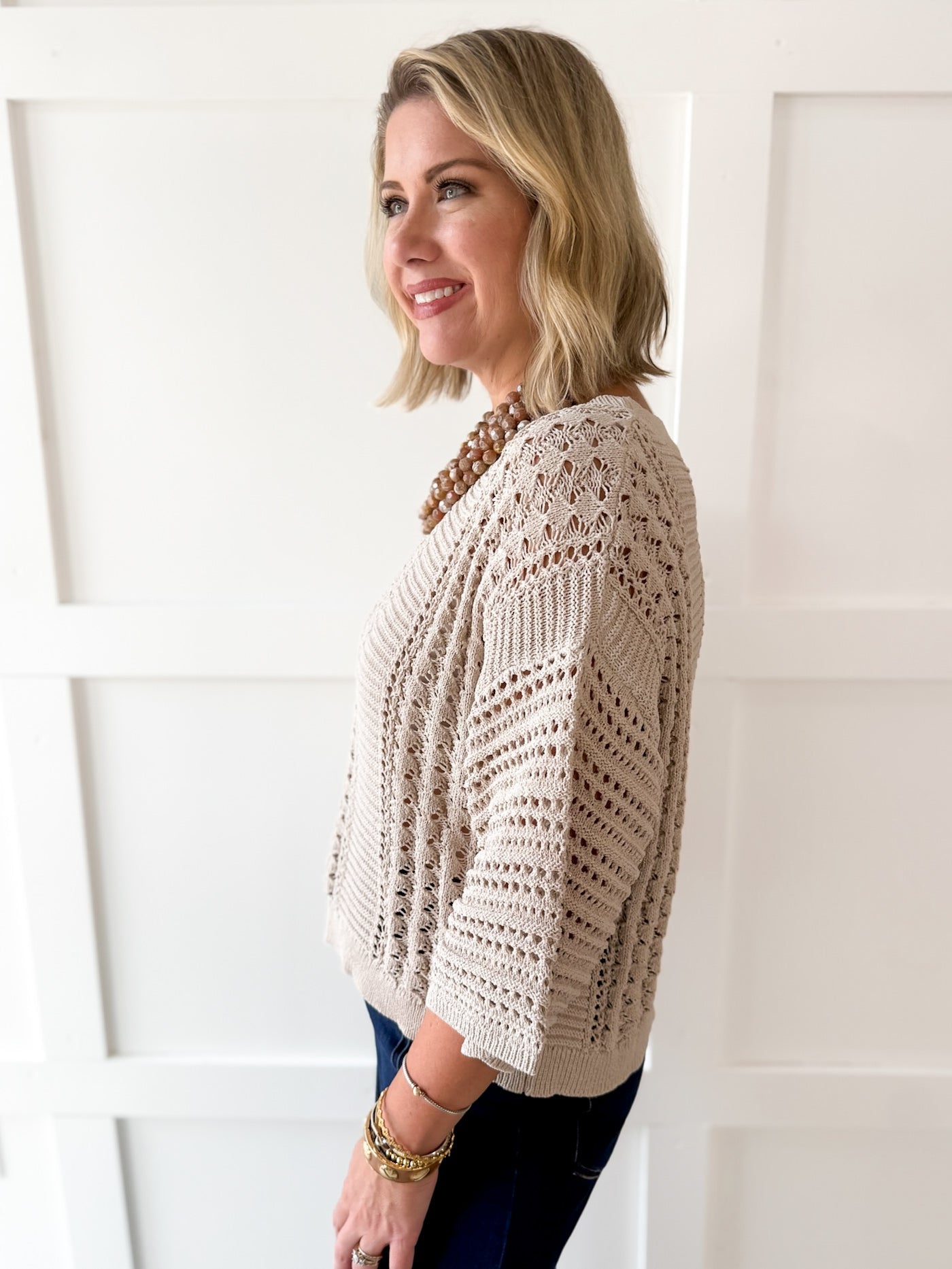 Shimmer Knit Sweater- Rose Silver