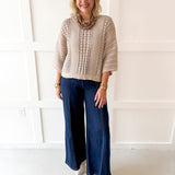 Shimmer Knit Sweater- Rose Silver