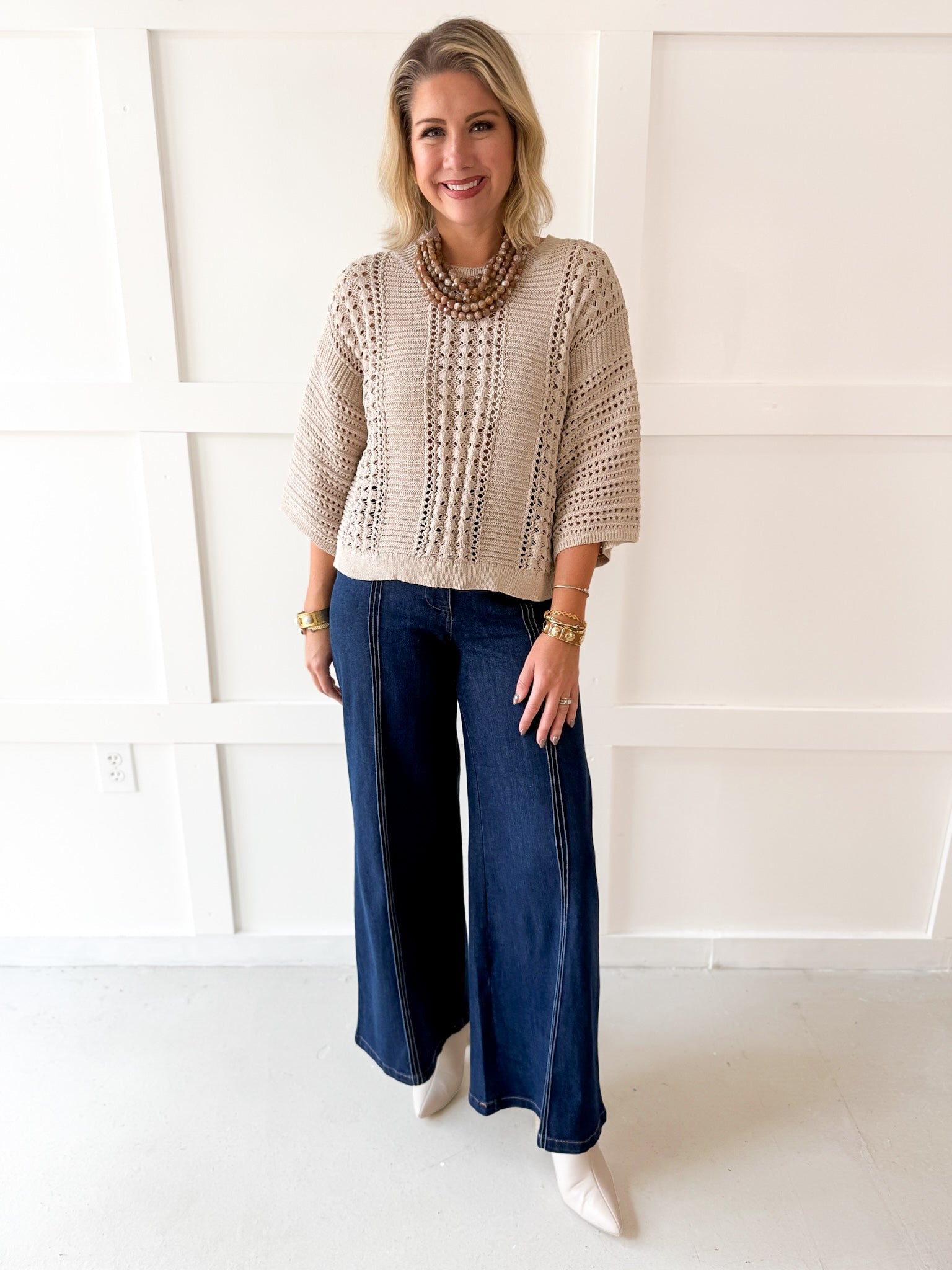 Shimmer Knit Sweater- Rose Silver
