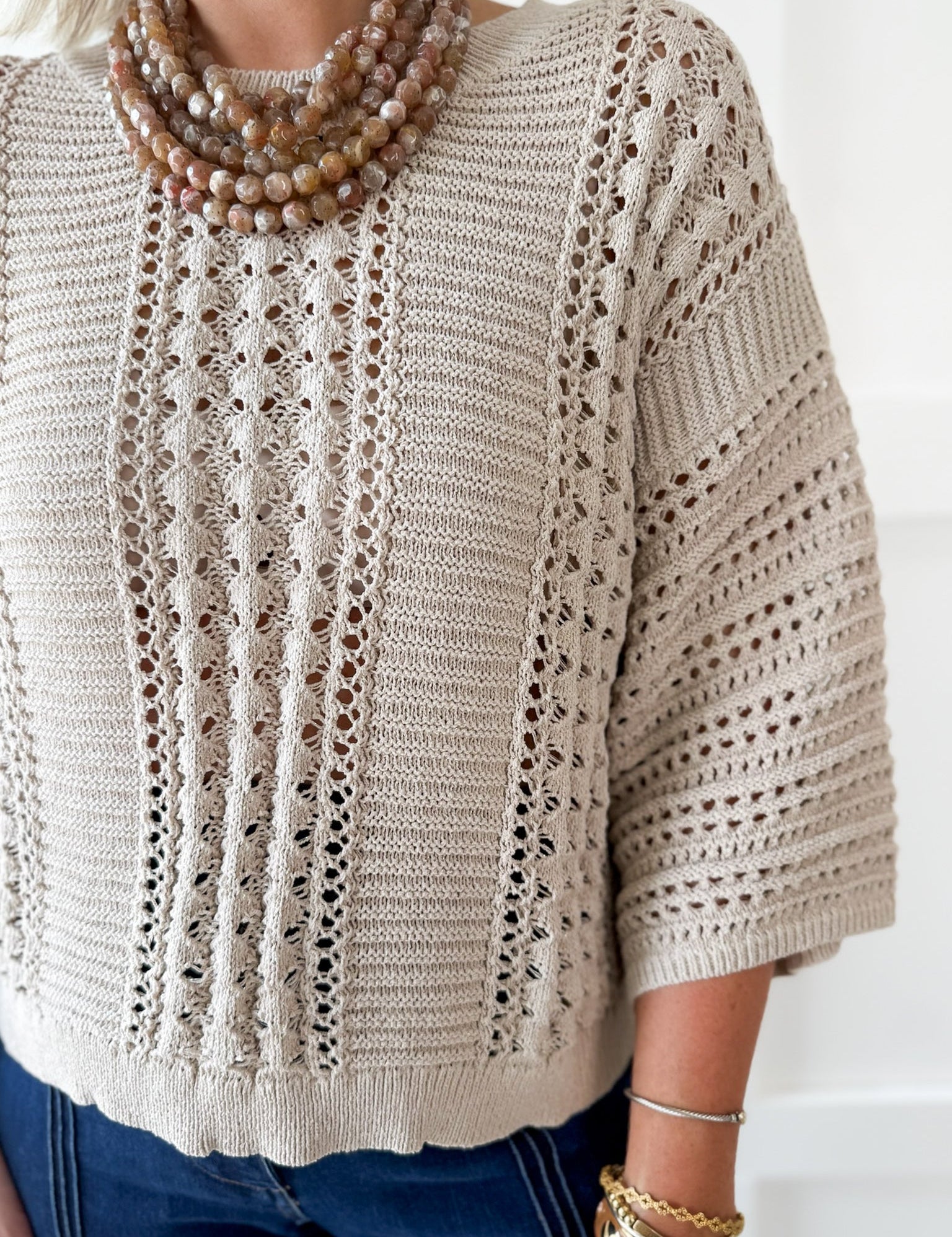 Shimmer Knit Sweater- Rose Silver