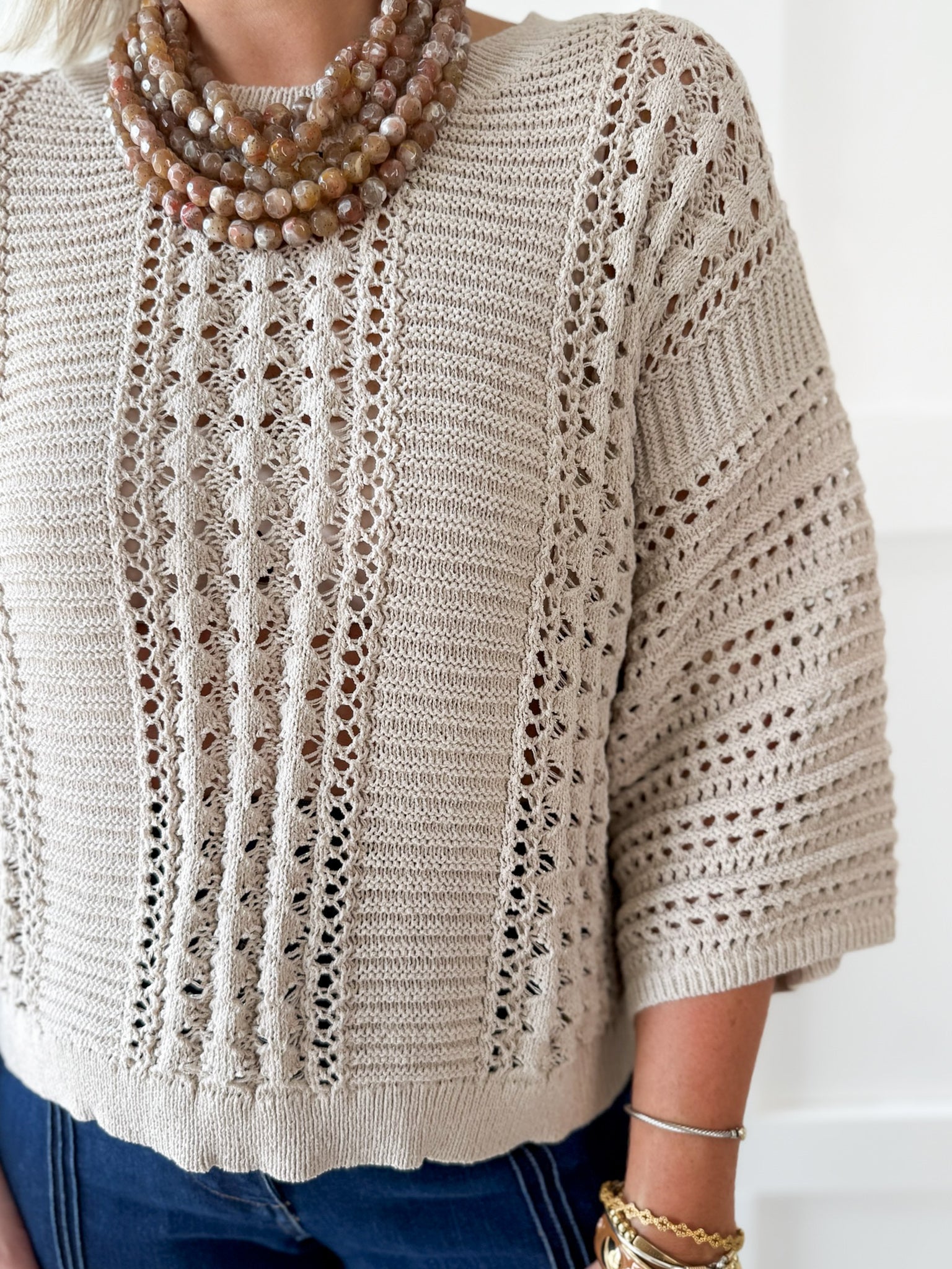 Shimmer Knit Sweater- Rose Silver