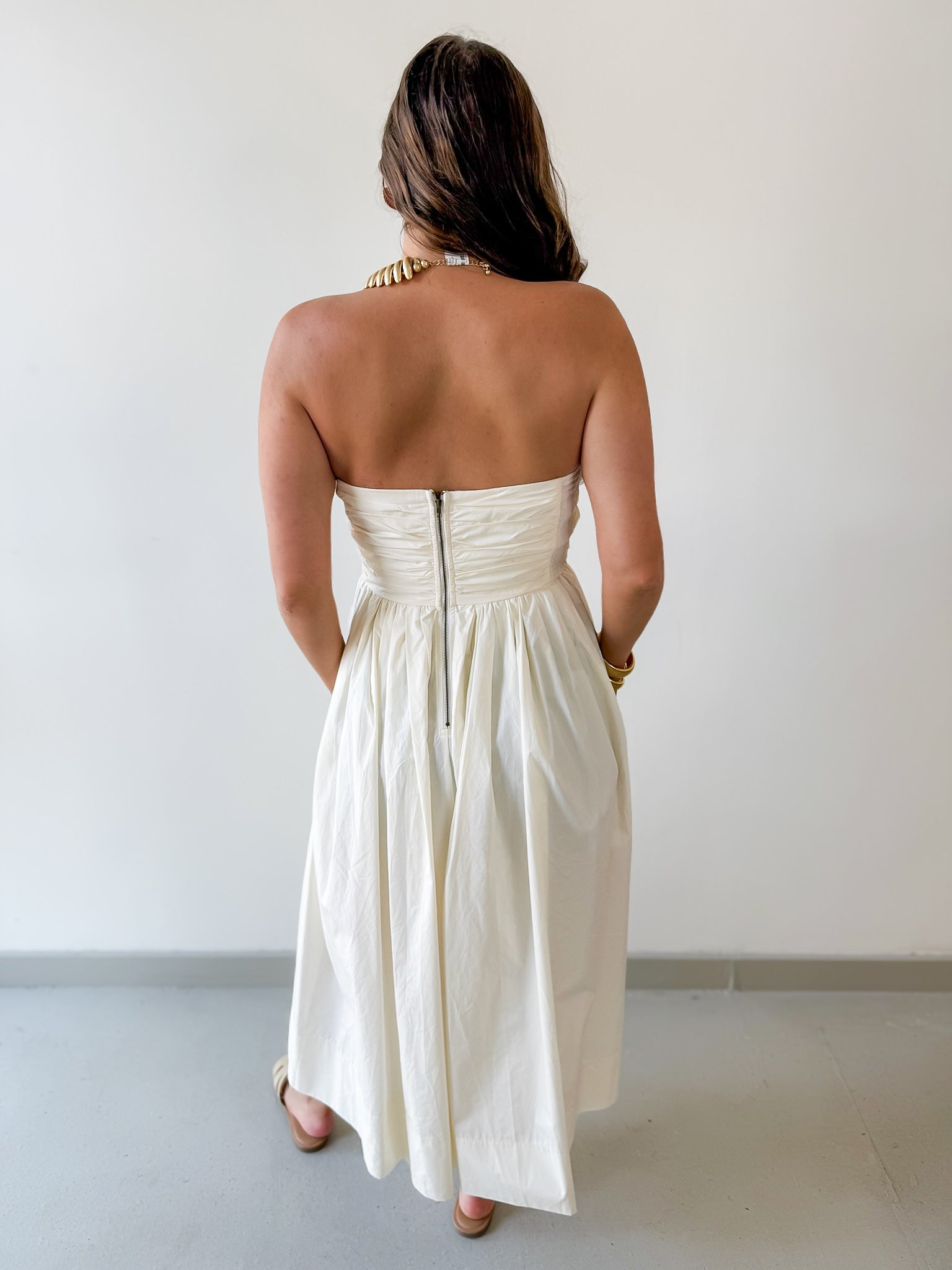Shirred Detail Midi Dress
