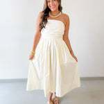 Shirred Detail Midi Dress