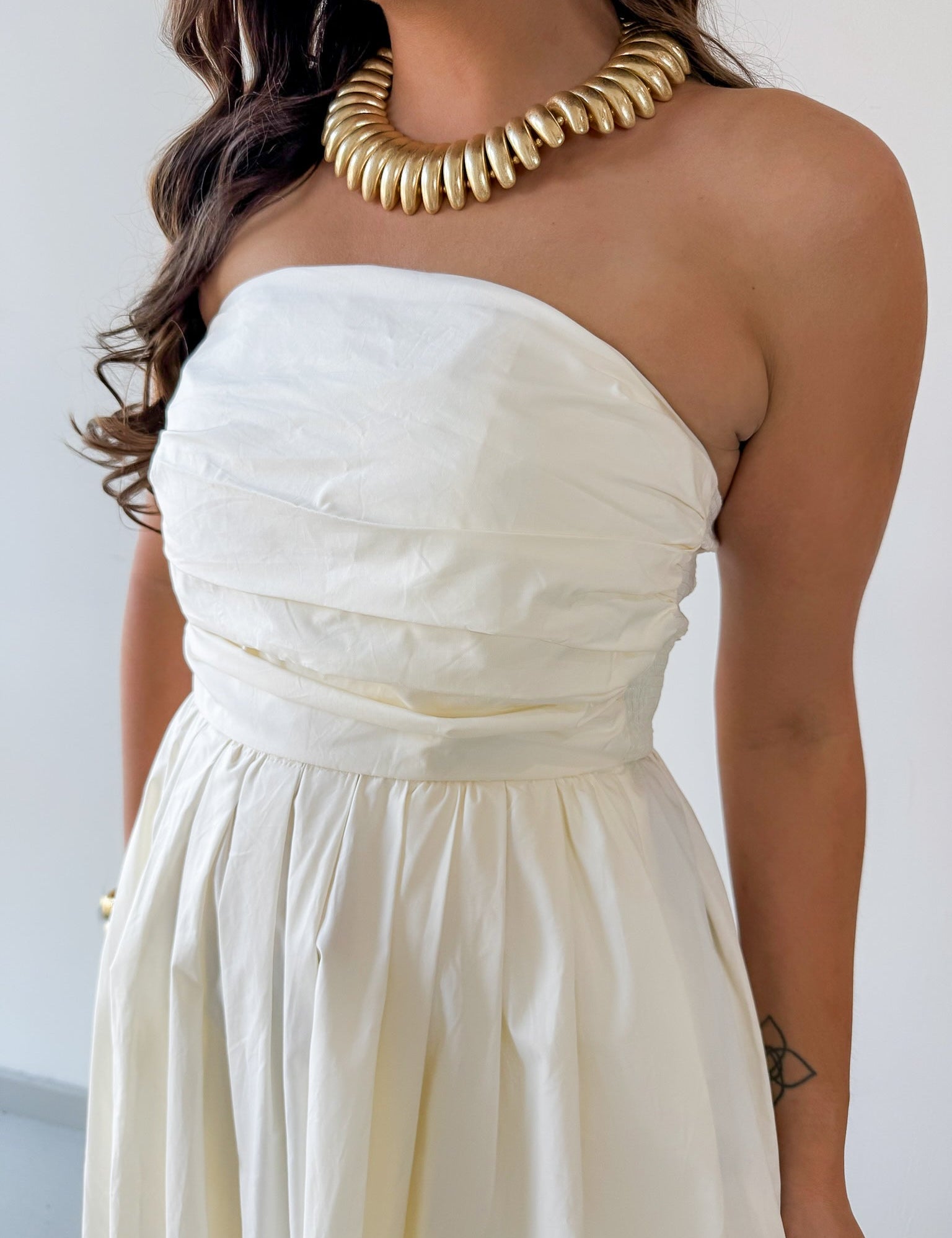 Shirred Detail Midi Dress