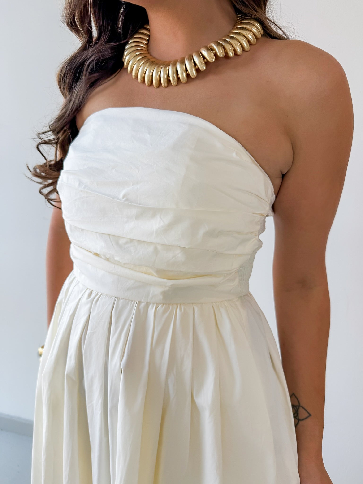 Shirred Detail Midi Dress